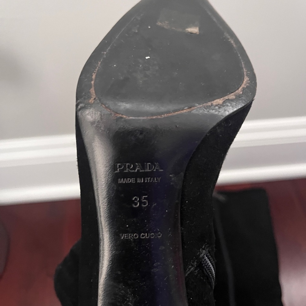 Prada Black Heeled Boots with Stiletto Heel and Pointed Toe - Picture 4 of 14